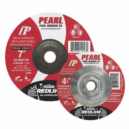 PEARL Redline Max A.O. DC Grinding Wheel 5 x 1/8 x 5/8-11 A/WA30S T-27 Pipeline DCRED50PH